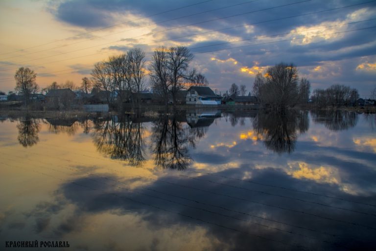 Разлив реки Остёр в Рославльском районе, 2018 год