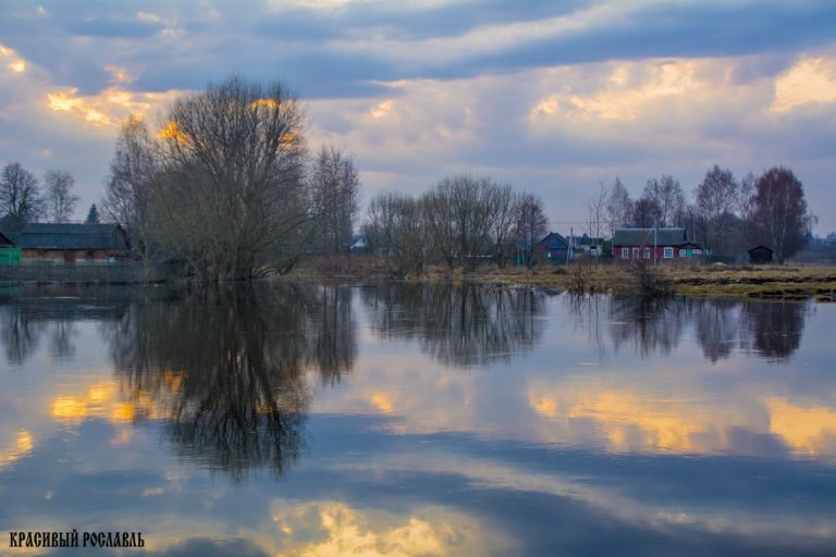 Разлив реки Остёр в Рославльском районе, 2018 год