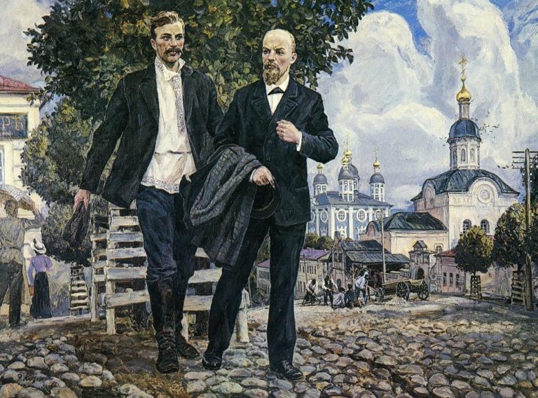 Известнейшая в СССР картина «В.И. Ленин и И.В. Бабушкин в Смоленске» художника Энгельса Козлова (1973 г.)